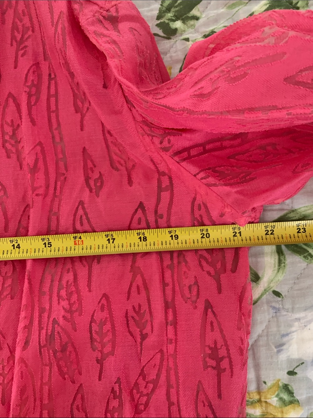 Mirasol Linen Rayon Hot Pink Sheer Button-Down Blouse - Picture 8 of 9